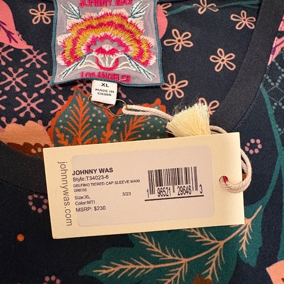 Johnny Was DELFINO TIERED CAP SLEEVE MAXI DRESS XL - Picture 8 of 10